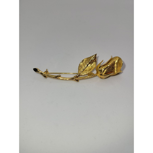Vintage gold rose brooch - Picture 3 of 4